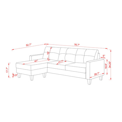 L-Shape Sofa for Small Spaces - Corner Couch with Ottoman