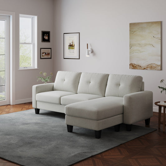 L-Shape Sofa for Small Spaces - Corner Couch with Ottoman