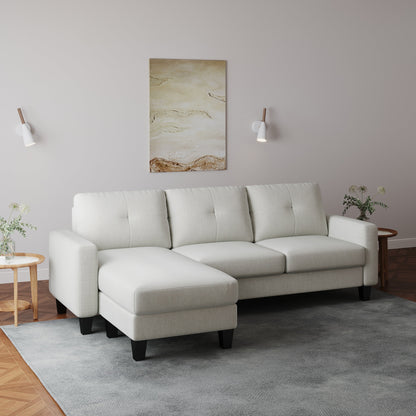 L-Shape Sofa for Small Spaces - Corner Couch with Ottoman