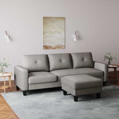 L-Shape Sofa for Small Spaces - Corner Couch with Ottoman