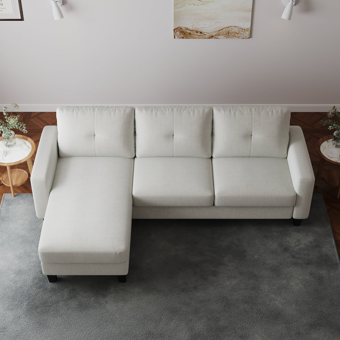 L-Shape Sofa for Small Spaces - Corner Couch with Ottoman
