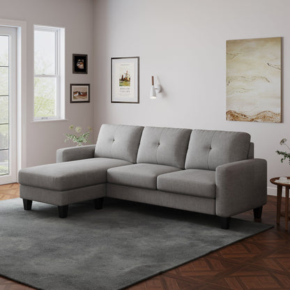 L-Shape Sofa for Small Spaces - Corner Couch with Ottoman