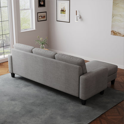 L-Shape Sofa for Small Spaces - Corner Couch with Ottoman