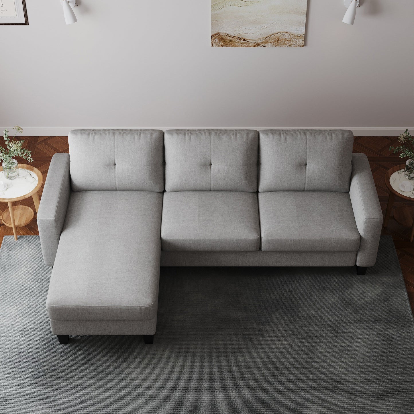 L-Shape Sofa for Small Spaces - Corner Couch with Ottoman