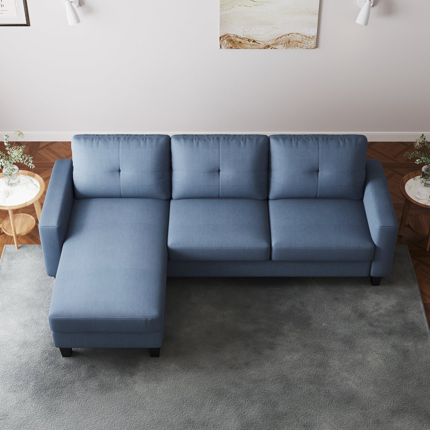 L-Shape Sofa for Small Spaces - Corner Couch with Ottoman