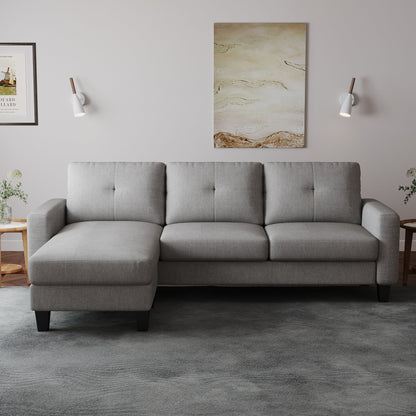 L-Shape Sofa for Small Spaces - Corner Couch with Ottoman