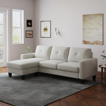 L-Shape Sofa for Small Spaces - Corner Couch with Ottoman