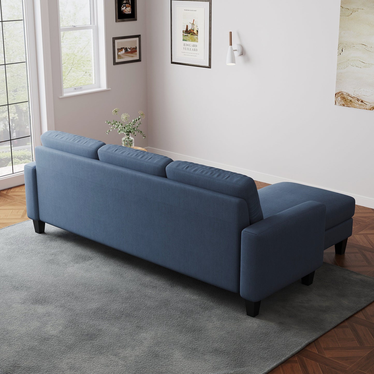L-Shape Sofa for Small Spaces - Corner Couch with Ottoman