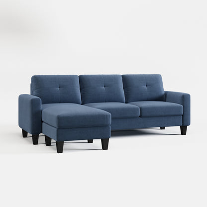 L-Shape Sofa for Small Spaces - Corner Couch with Ottoman
