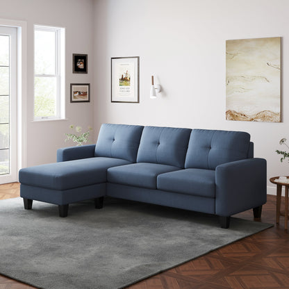 L-Shape Sofa for Small Spaces - Corner Couch with Ottoman