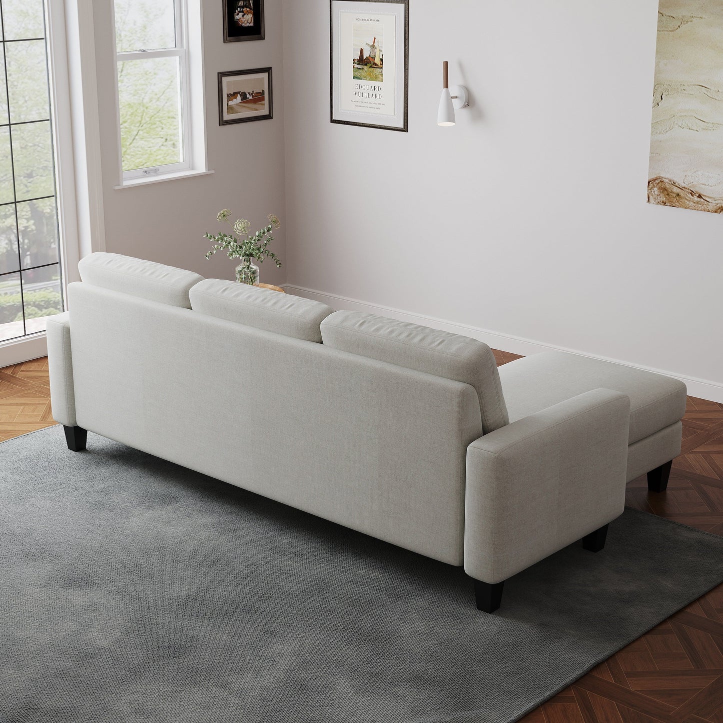 L-Shape Sofa for Small Spaces - Corner Couch with Ottoman