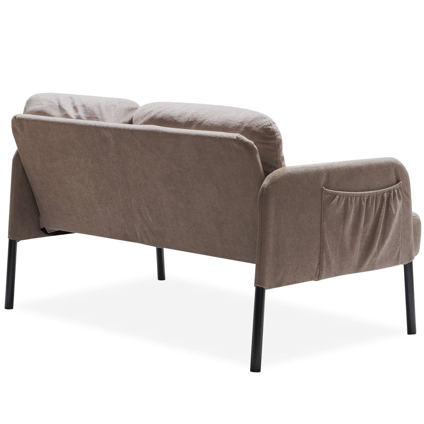 L-Shaped 2 Seater Sofa with Ottoman, Modern Polyester Fabric Loveseat Sofa, Comfy Small Couches for Small Space