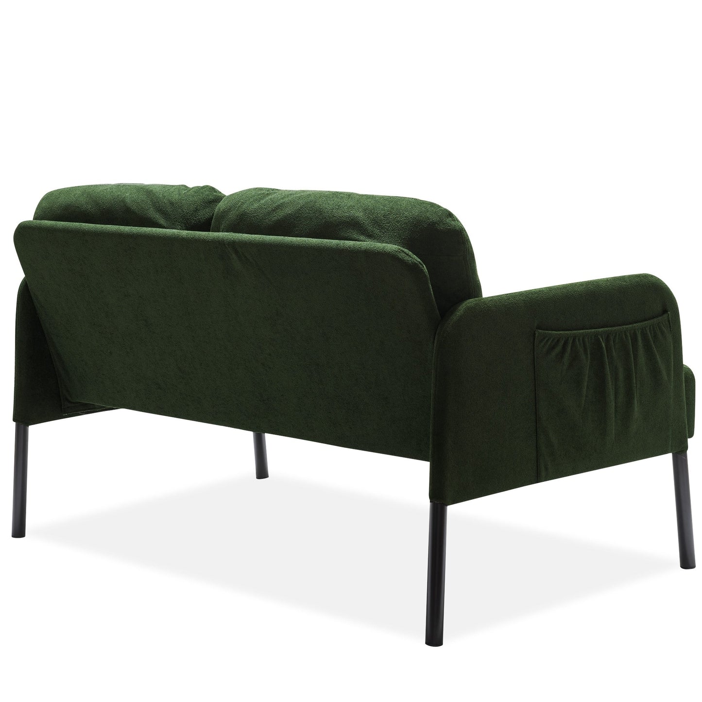 L-Shaped 2 Seater Sofa with Ottoman, Modern Polyester Fabric Loveseat Sofa, Comfy Small Couches for Small Space