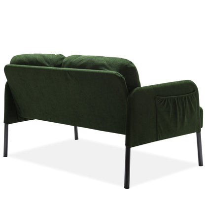 L-Shaped 2 Seater Sofa with Ottoman, Modern Polyester Fabric Loveseat Sofa, Comfy Small Couches for Small Space