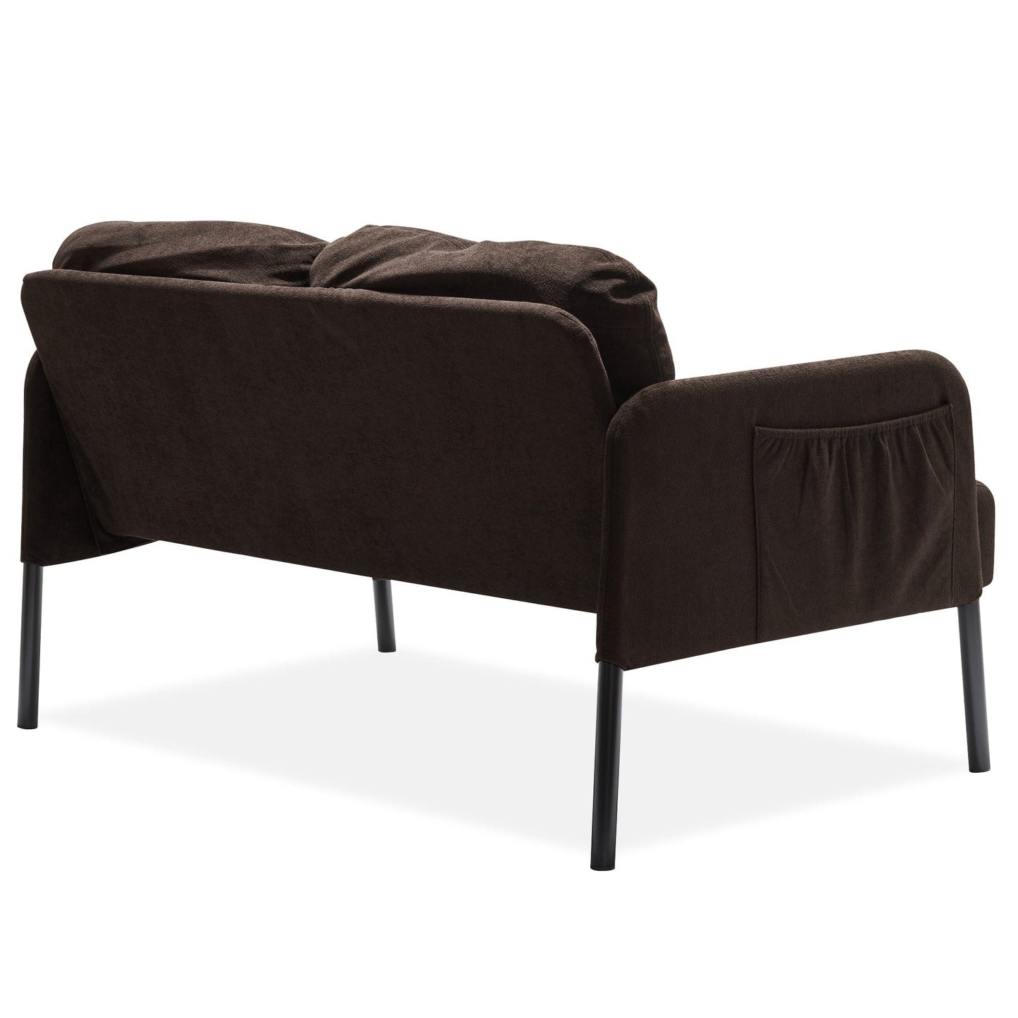 L-Shaped 2 Seater Sofa with Ottoman, Modern Polyester Fabric Loveseat Sofa, Comfy Small Couches for Small Space