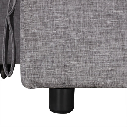 L-Shaped 5-Seat Sectional Sofa with Pull-Out Ottoman, Built-In Cup Holders, USB Charging Port and Removable Cushions