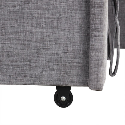 L-Shaped 5-Seat Sectional Sofa with Pull-Out Ottoman, Built-In Cup Holders, USB Charging Port and Removable Cushions