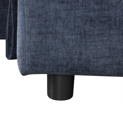 L-Shaped 5-Seat Sectional Sofa with Pull-Out Ottoman, Built-In Cup Holders, USB Charging Port and Removable Cushions