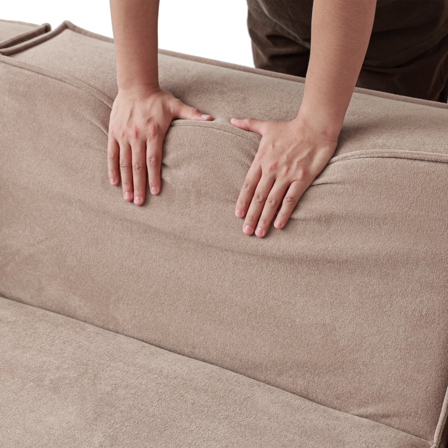 L-Shaped Cloud Sectional Couch, 118 Huge Plus Modular Corduroy Couches with Reversible Chaise Ottoman