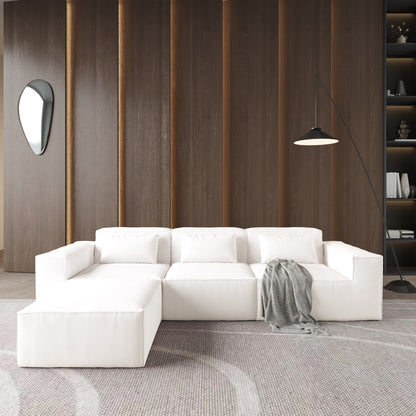 L-Shaped Cloud Sectional Couch, 118 Huge Plus Modular Corduroy Couches with Reversible Chaise Ottoman