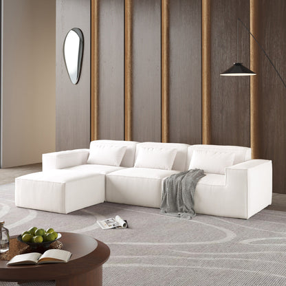 L-Shaped Cloud Sectional Couch, 118 Huge Plus Modular Corduroy Couches with Reversible Chaise Ottoman
