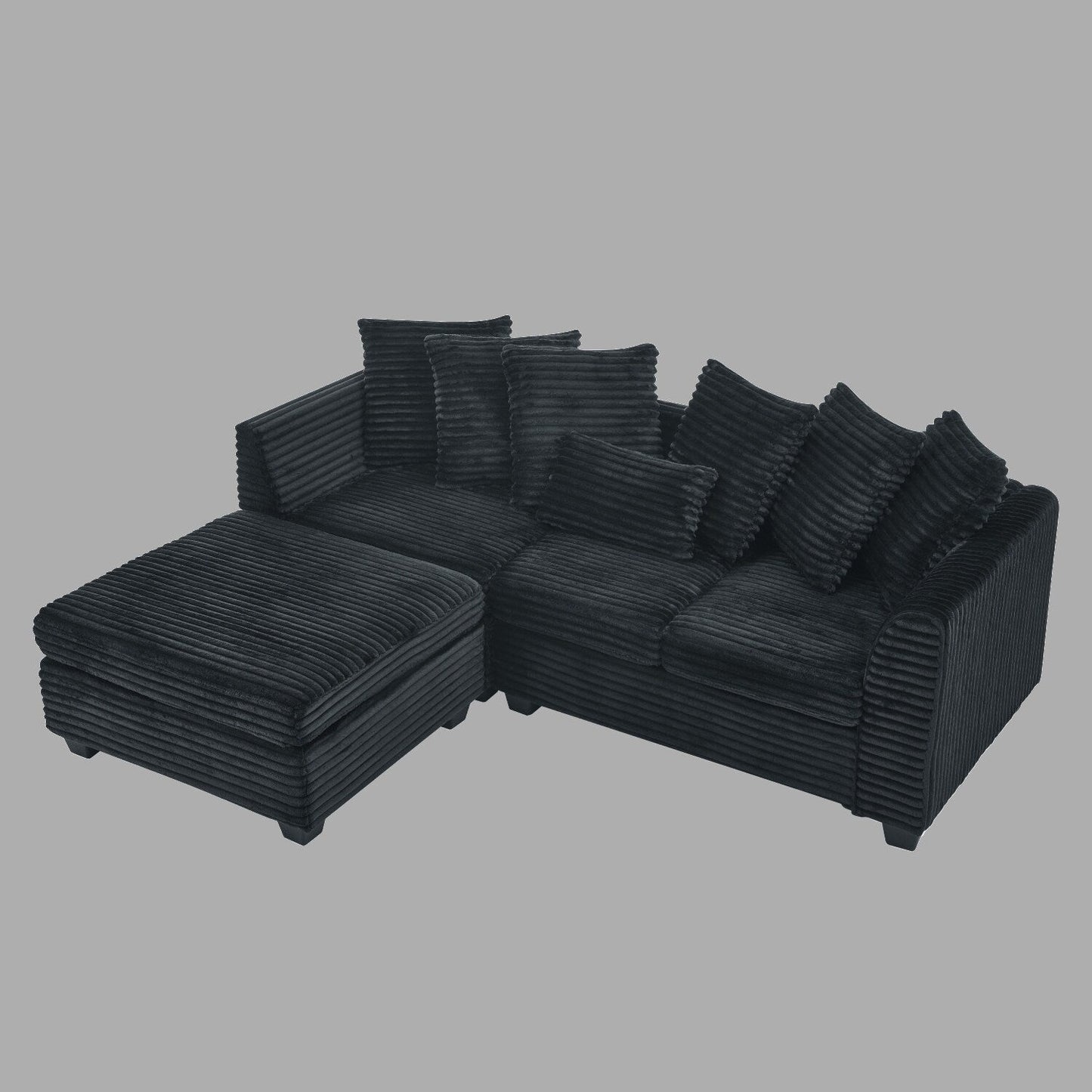 L-Shaped Corduroy Upholstered Sleeper Sectional Sofa, Convertible Sofa Bed with Storage for Living Room