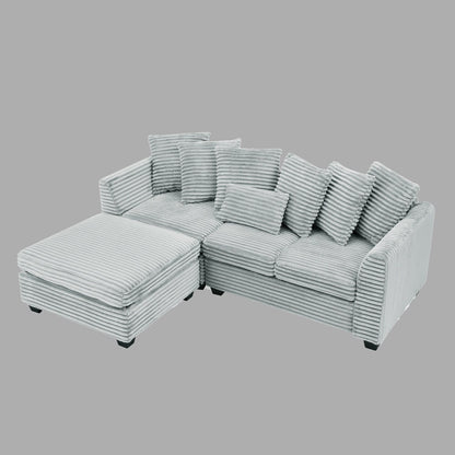 L-Shaped Corduroy Upholstered Sleeper Sectional Sofa, Convertible Sofa Bed with Storage for Living Room