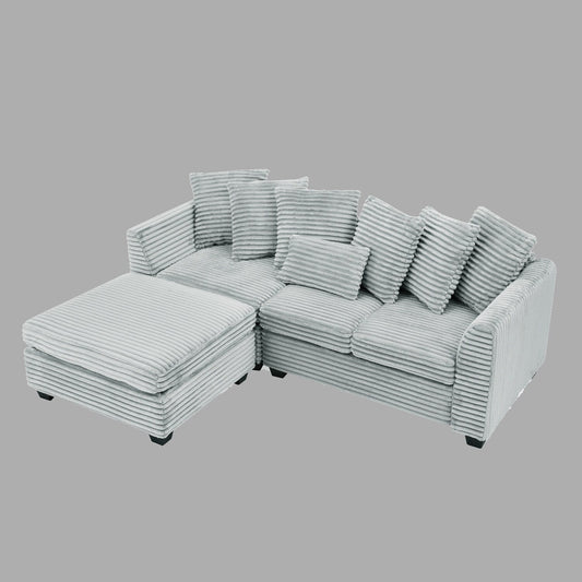 L-Shaped Corduroy Upholstered Sleeper Sectional Sofa, Convertible Sofa Bed with Storage for Living Room
