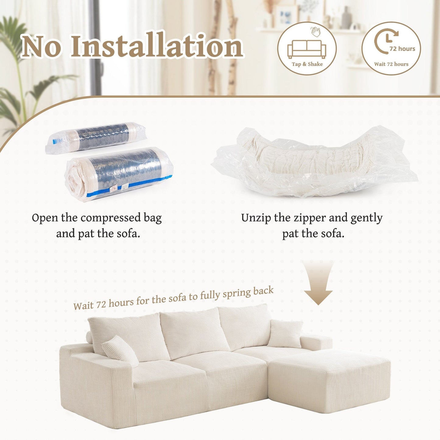 L-Shaped Sectional Sofa Ultra-Soft Deep Seat Modular Sofa