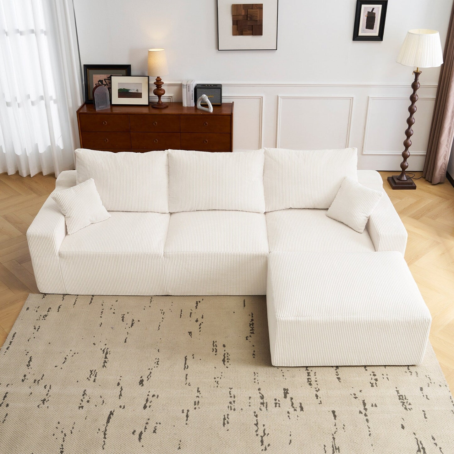 L-Shaped Sectional Sofa Ultra-Soft Deep Seat Modular Sofa