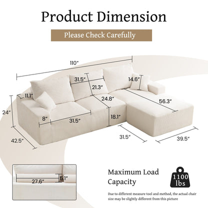 L-Shaped Sectional Sofa Ultra-Soft Deep Seat Modular Sofa
