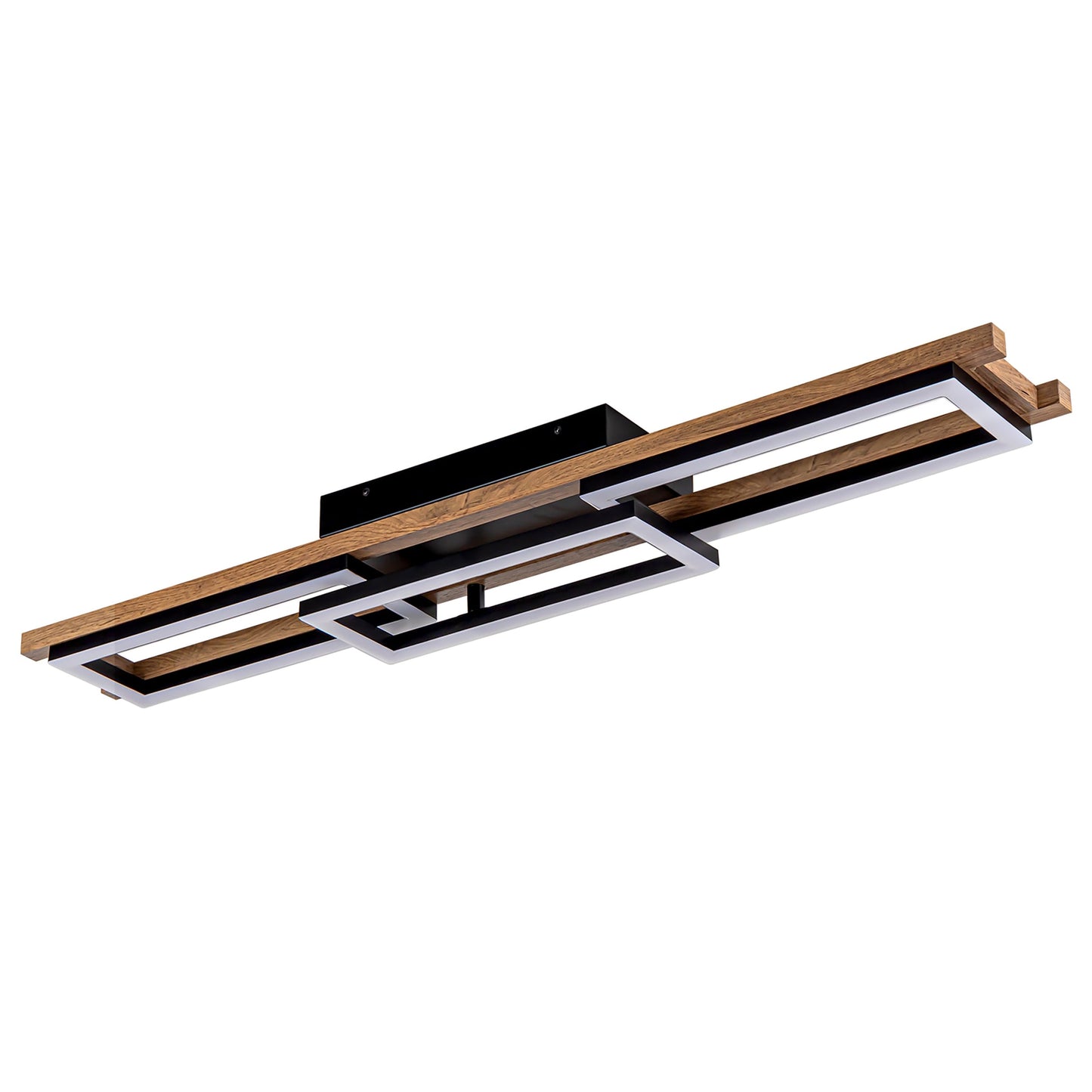 Integrated LED Rectangle Wood Semi Flush Mount Ceiling Light for Hallway Foyer