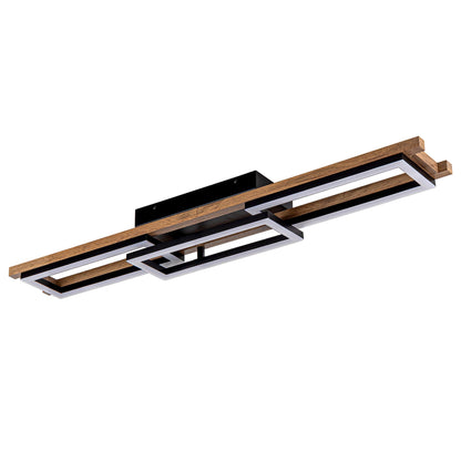 Integrated LED Rectangle Wood Semi Flush Mount Ceiling Light for Hallway Foyer