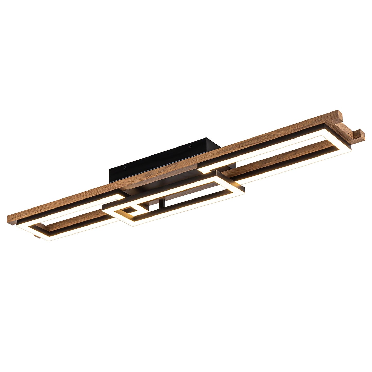 Integrated LED Rectangle Wood Semi Flush Mount Ceiling Light for Hallway Foyer