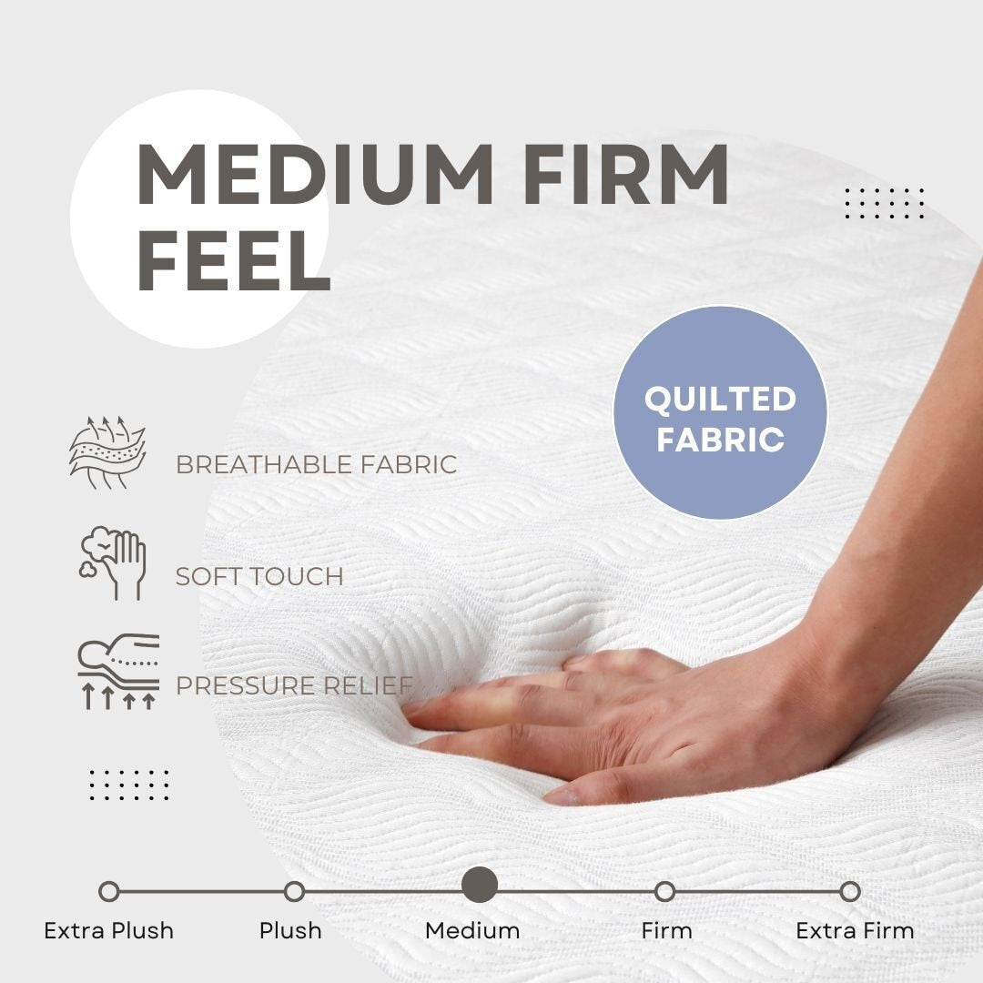 L'Baiet 8 Gel Memory Foam Mattress / Bed in a Box / Medium Firm / Breathable Cooling-Gel Comfort Technology