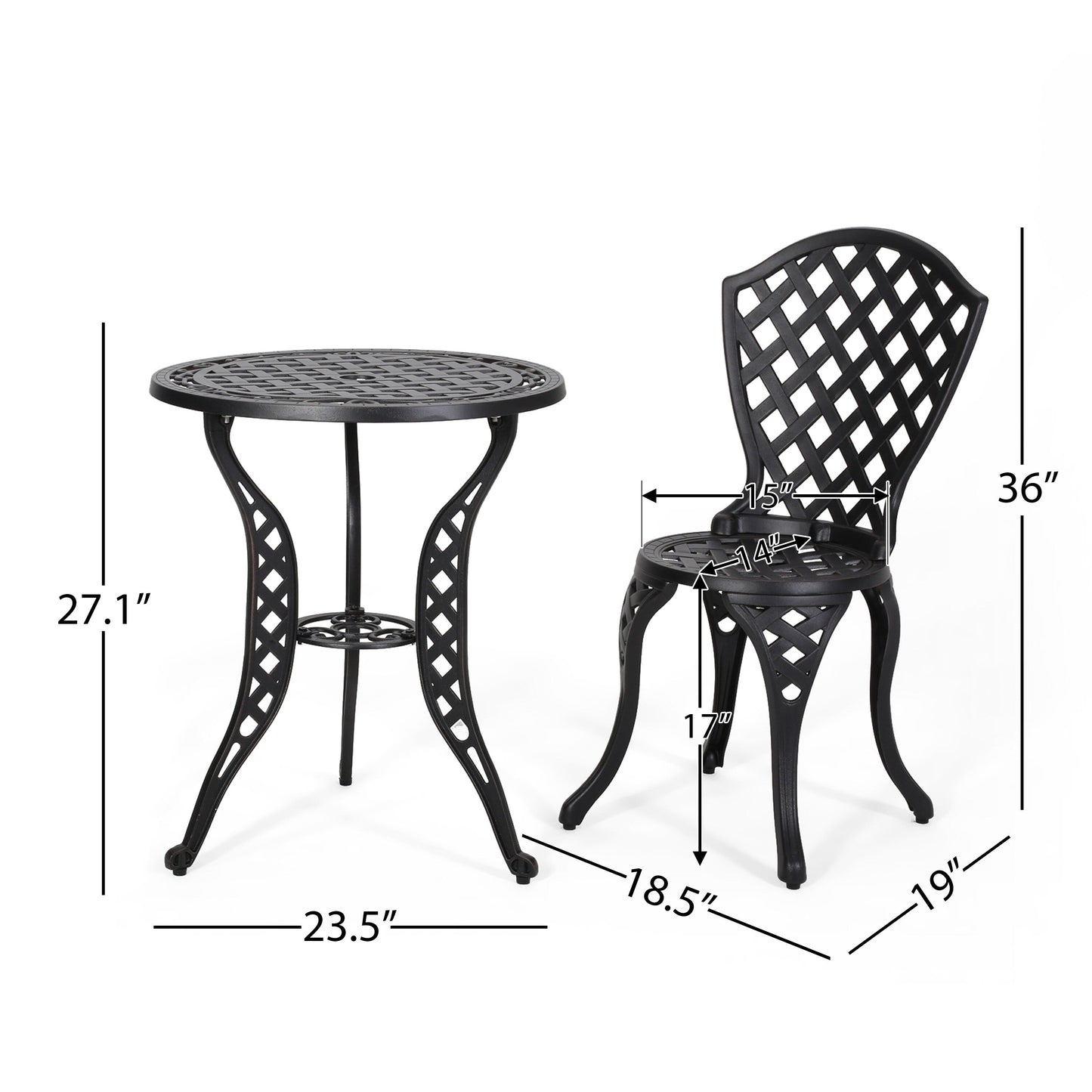 La Sola Outdoor 3-piece Cast Aluminum Bistro Set by Christopher Knight Home