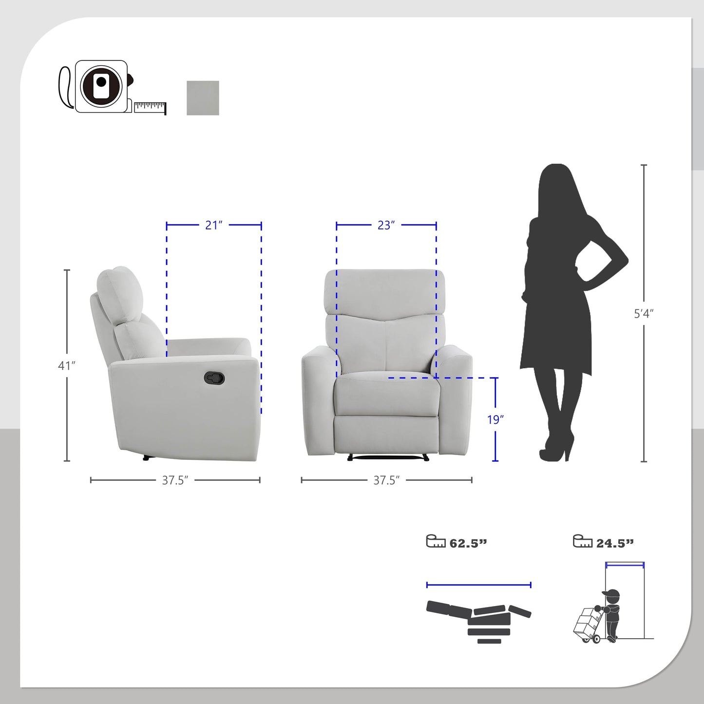 Lantham Velvet Manual Reclining Chair