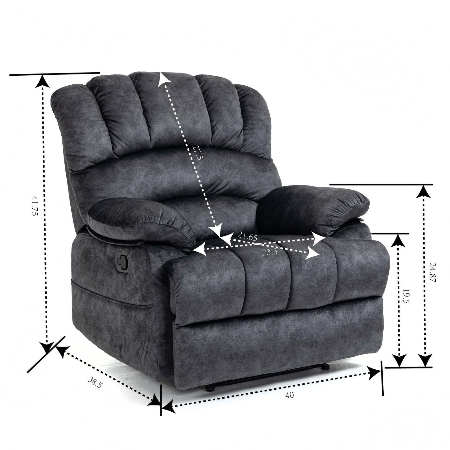 Large Fabric Manual Recliner Chair for Living Room