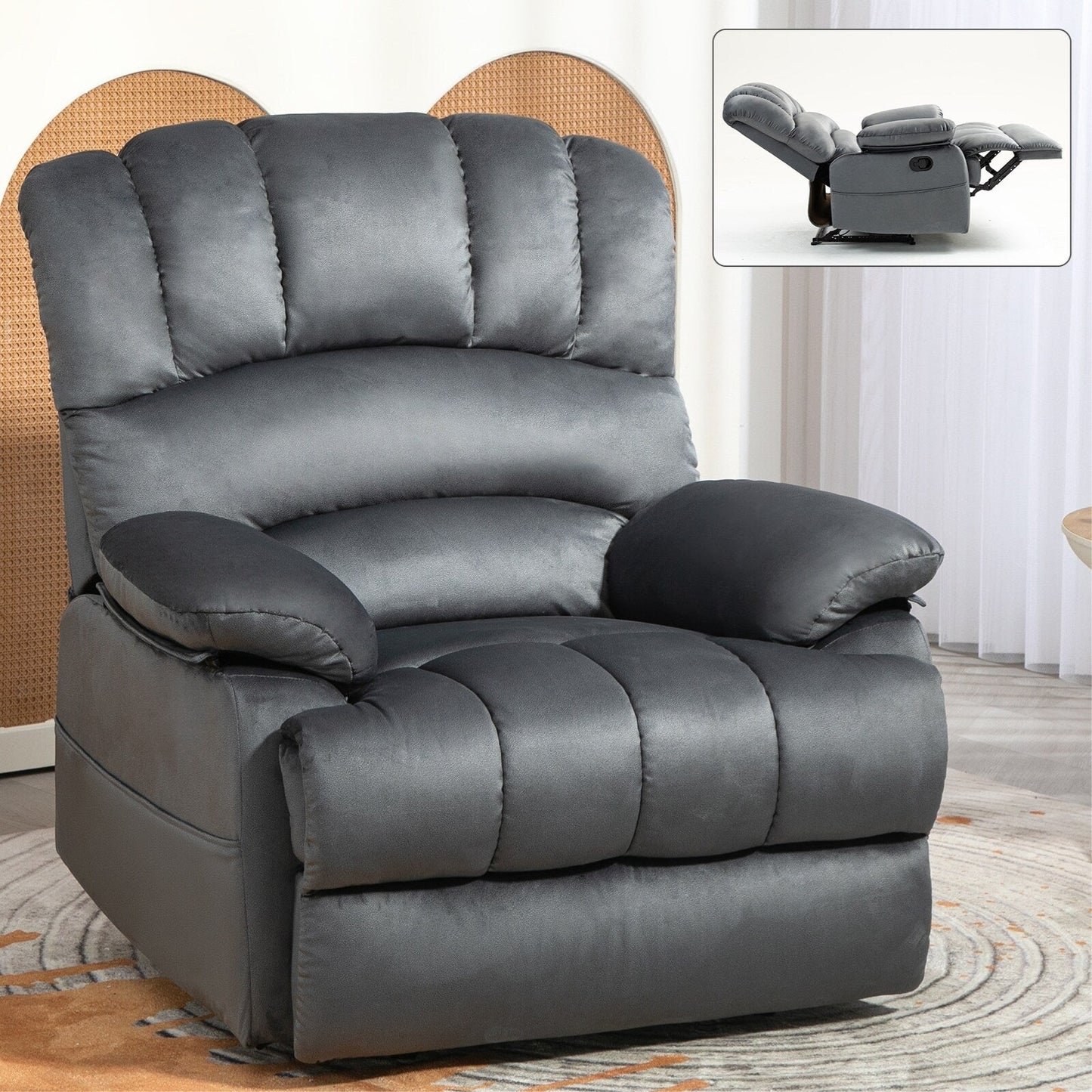 Large Fabric Manual Recliner Chair for Living Room