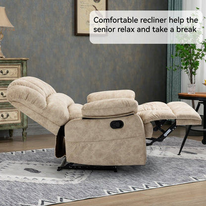 Large Manual Recliner Chair in Fabric for Living Room