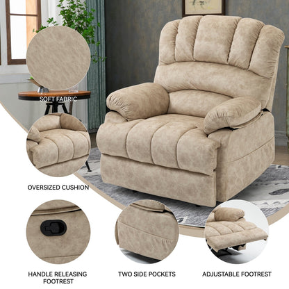 Large Manual Recliner Chair in Fabric for Living Room