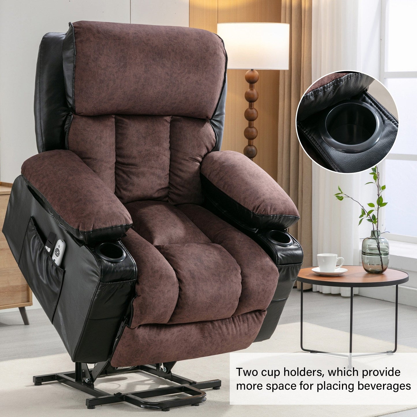 Large Power Lift Recliner Chair with Heat & 8?Point Massage