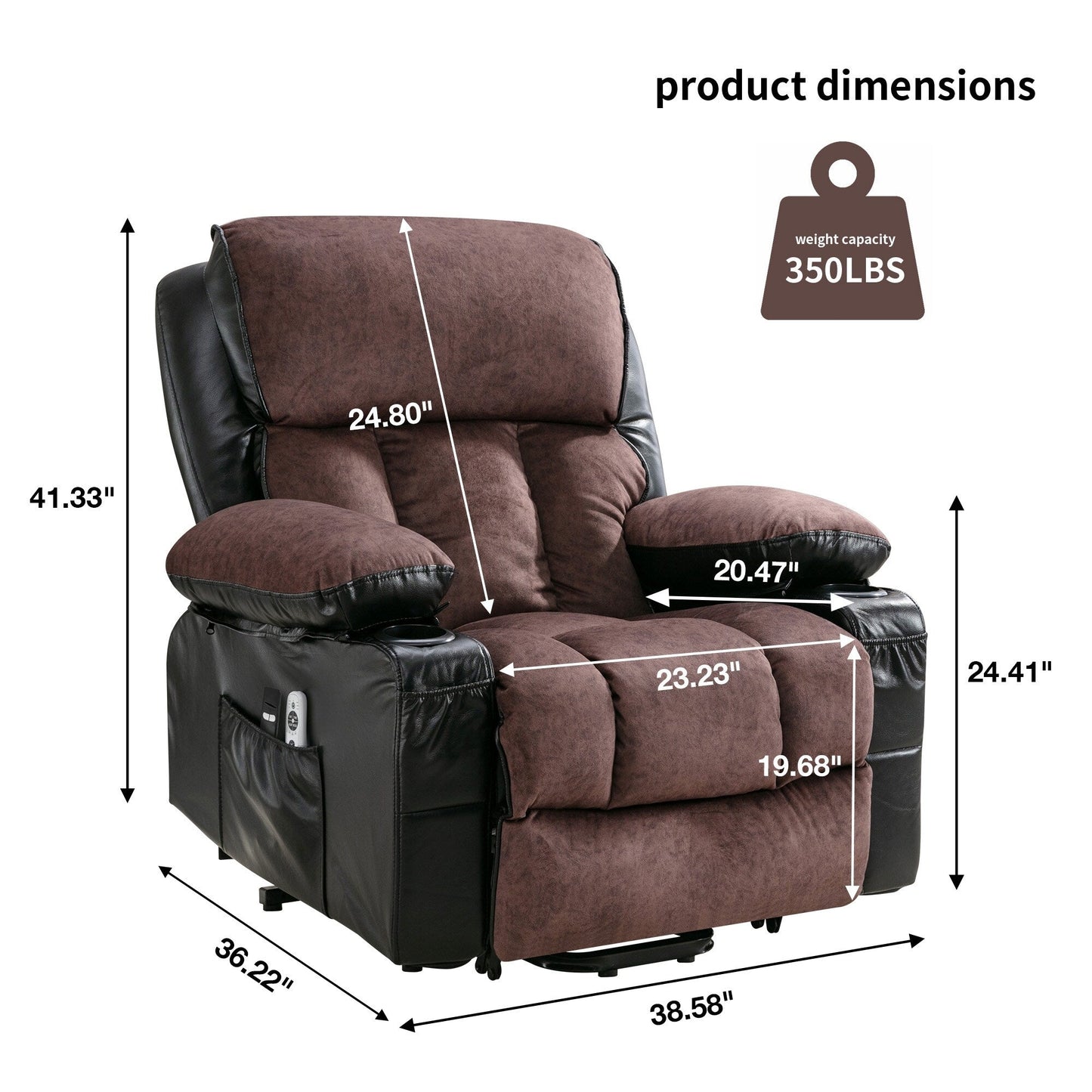 Large Power Lift Recliner Chair with Heat & 8?Point Massage