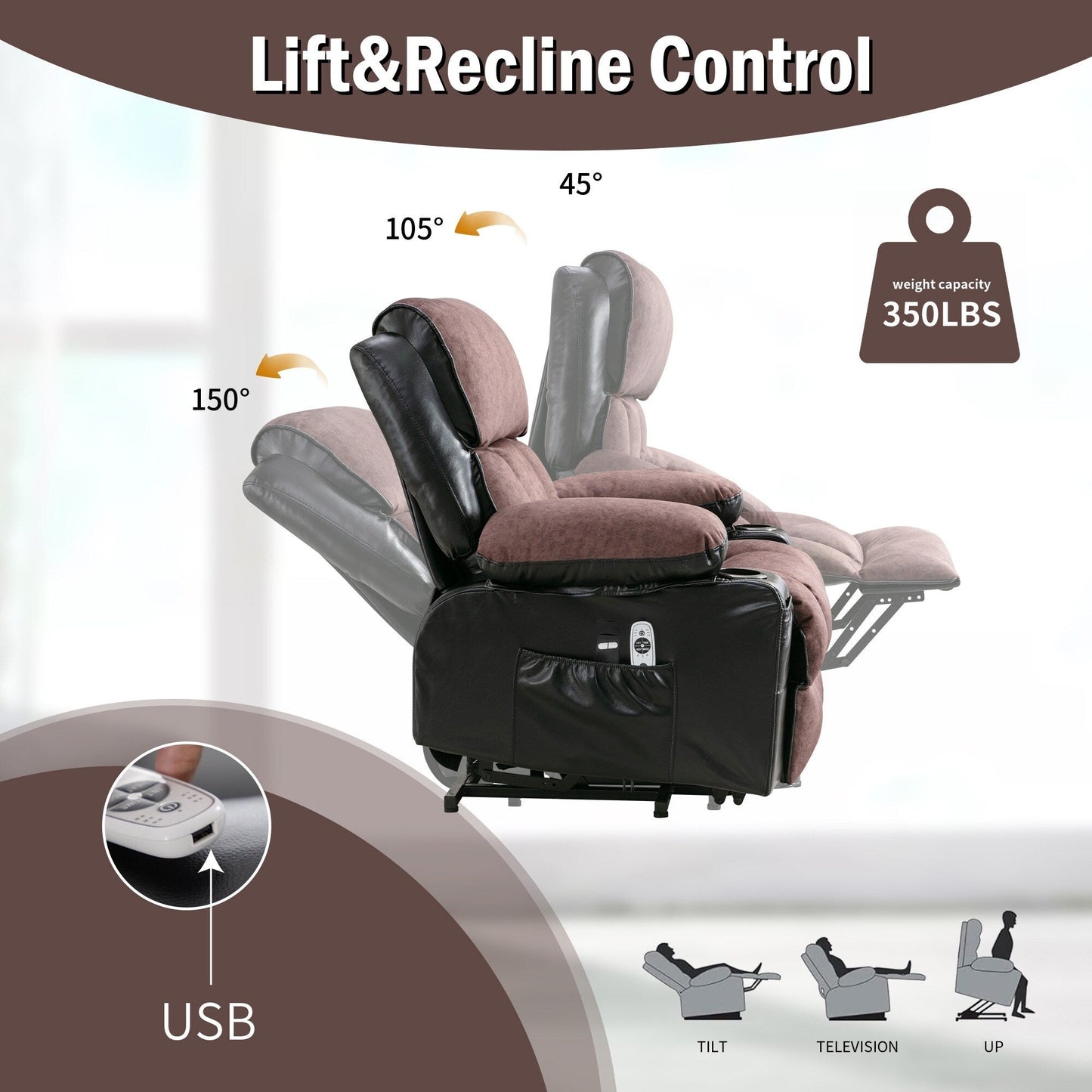 Large Power Lift Recliner Chair with Heat & 8?Point Massage