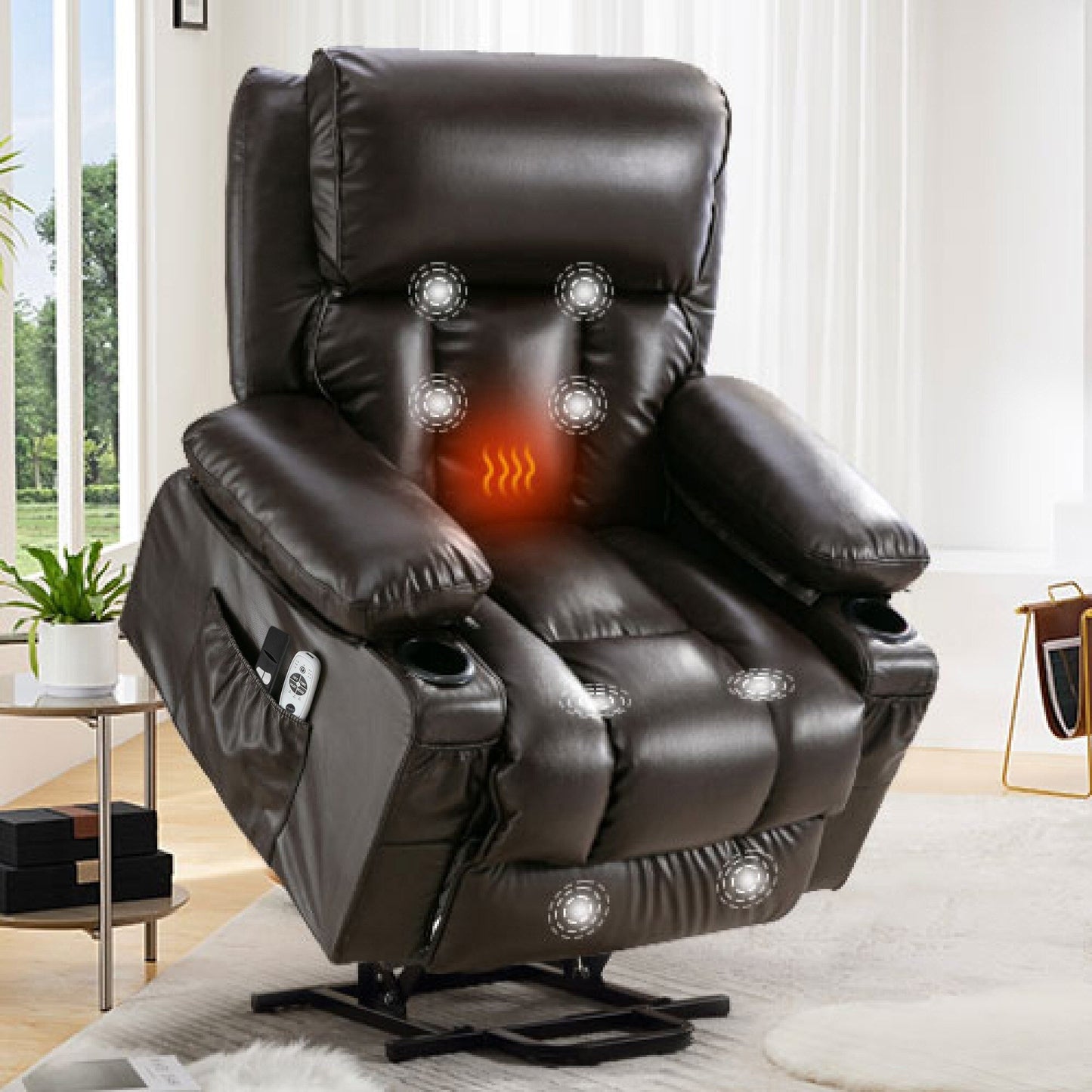 Large Power Lift Recliner Chair with Heat & 8?Point Massage