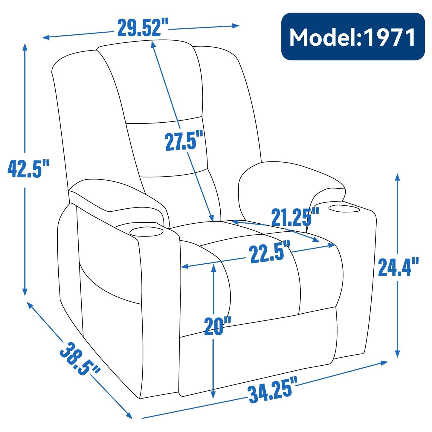 Large Power Lift Recliner Chair with Massage and Heat