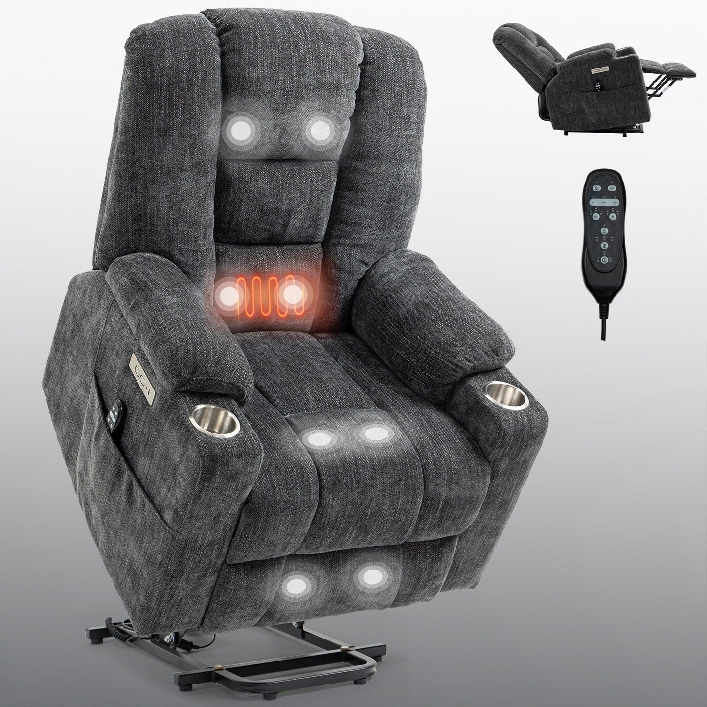 Large Power Lift Recliner Chair with Massage and Heat