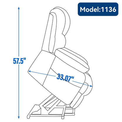 Large Size Dual Motors Power Lift Recliner with 8 Point Massage, Lumbar Heating, USB Ports and Side Pockets