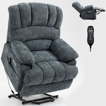 Large Size Dual Motors Power Lift Recliner with 8 Point Massage, Lumbar Heating, USB Ports and Side Pockets