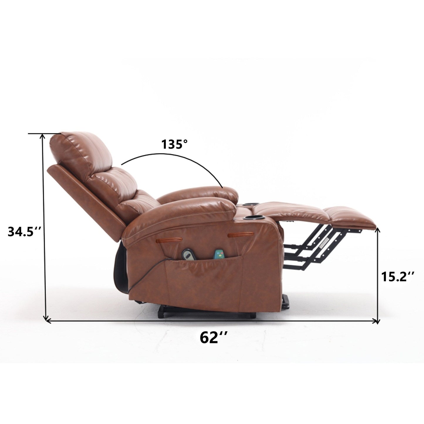 Large Size Electric Power Lift Recliner Chair Sofa with 8 Point Vibration Massage and Lumber Heat